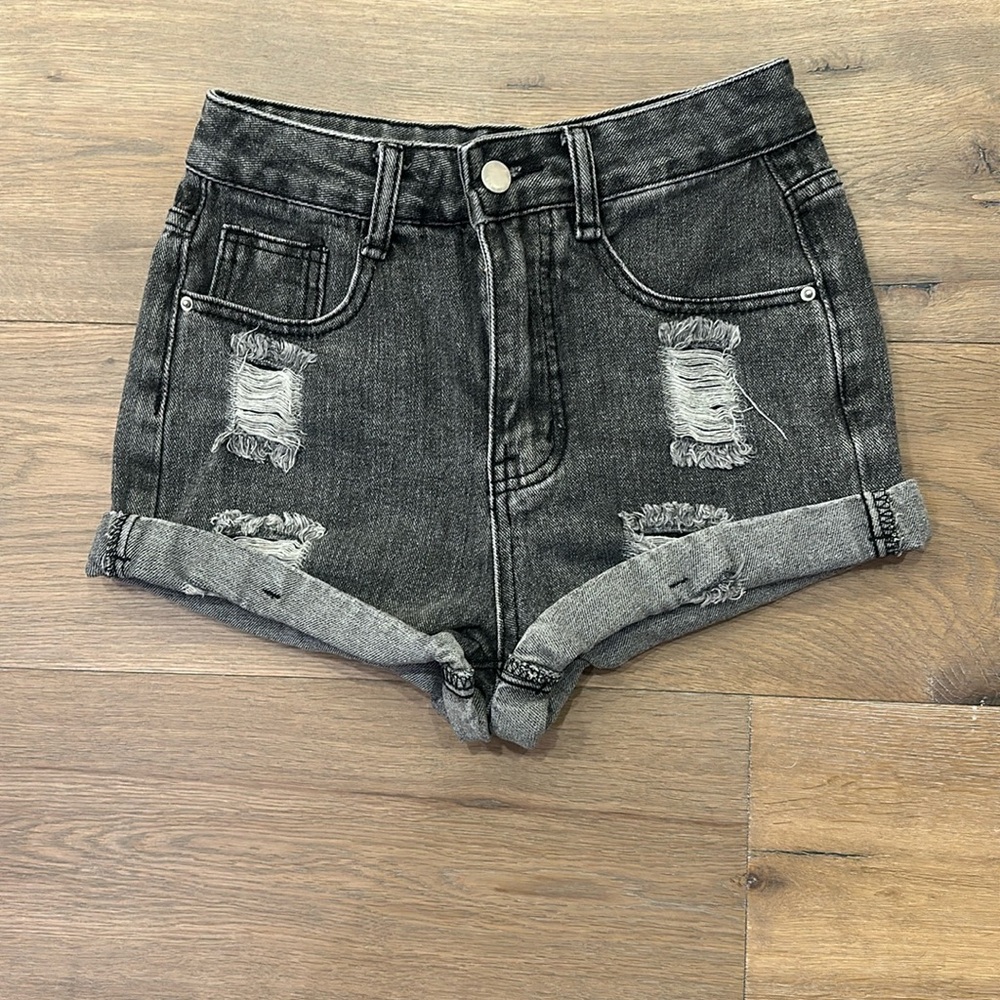 Black rolled shorts